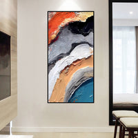 HKM-043859 Large Hand-Painted 3D Textured Abstract Canvas Art for Living Room Decoration
