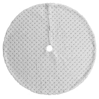 HKM-044051 Elegant White Christmas Tree Skirt with Sequins and Diamond Plaid Design, 48 inches