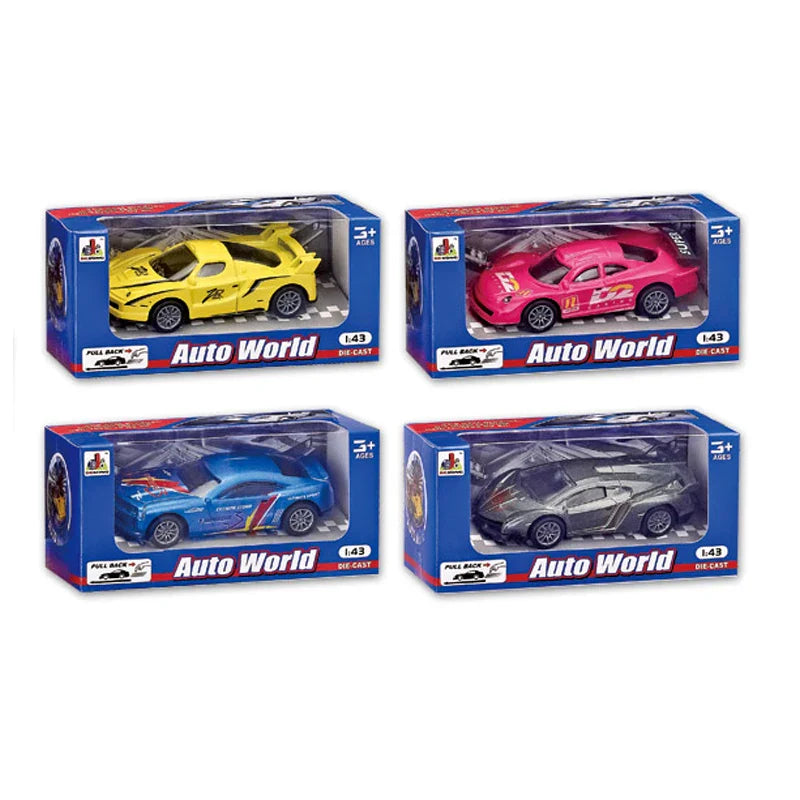 HKM-044179 Pull Back Racing Diecast Toy Car Set - 24 Pcs Mini Alloy Vehicles in 4 Colors, 1:43 Scale Model for Ages 3+