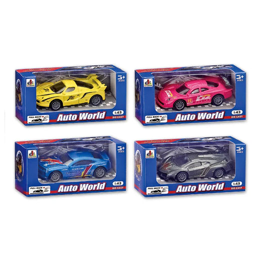 HKM-044179 Pull Back Racing Diecast Toy Car Set - 24 Pcs Mini Alloy Vehicles in 4 Colors, 1:43 Scale Model for Ages 3+