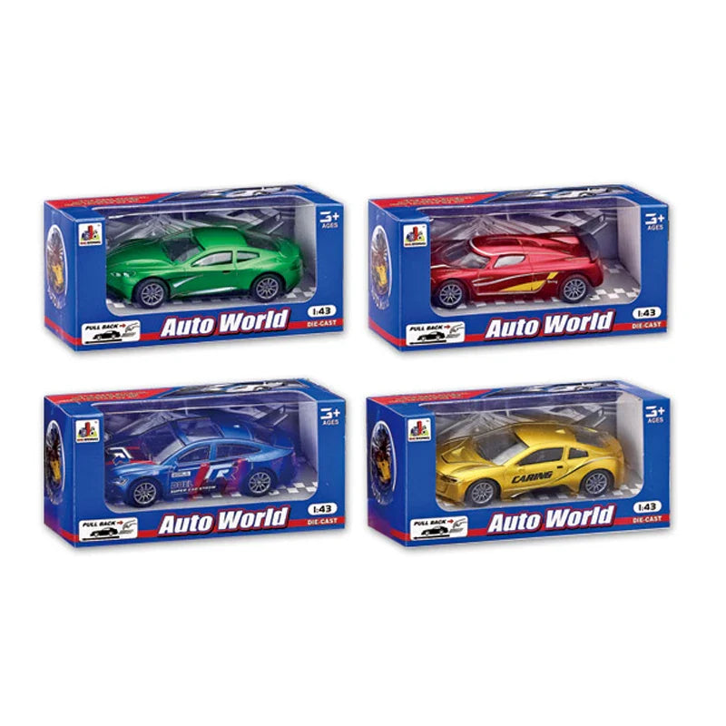 HKM-044179 Pull Back Racing Diecast Toy Car Set - 24 Pcs Mini Alloy Vehicles in 4 Colors, 1:43 Scale Model for Ages 3+