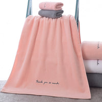 HKM-044499 Soft Cotton Couples Bath Towel - 150x70cm in Elegant Gray, Warm Pink, Pure White