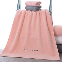 HKM-044499 Soft Cotton Couples Bath Towel - 150x70cm in Elegant Gray, Warm Pink, Pure White