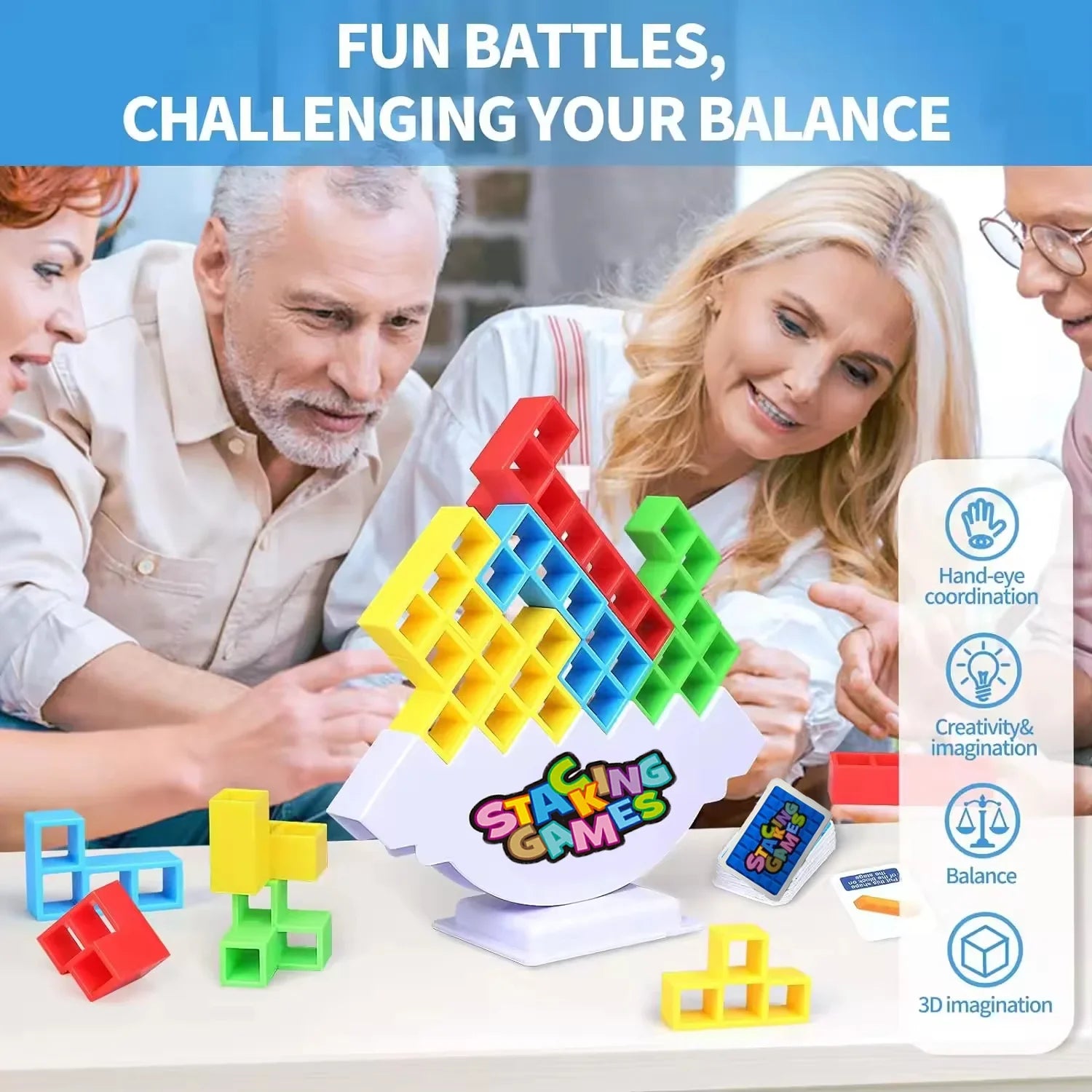 KTX-044499 Stackable Building Blocks Educational Toy for Parent-Child Interaction, Ages 2 and Up