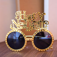 HKM-044691 Cartoon New Year Glasses - Fun Plastic Party Accessories in Gold and Silver Styles