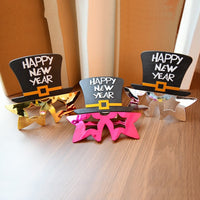 HKM-044691 Cartoon New Year Glasses - Fun Plastic Party Accessories in Gold and Silver Styles