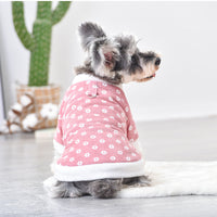HKM-044755 Padded Corduroy Dog Coat with Floral Design in Blue and Pink for All Sizes