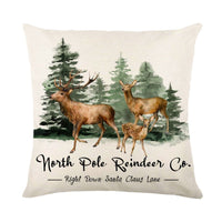 HKM-044883 Nordic Cartoon Anime Printed Christmas Tree Elk Cushion Cover 45x45cm