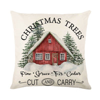 HKM-044883 Nordic Cartoon Anime Printed Christmas Tree Elk Cushion Cover 45x45cm