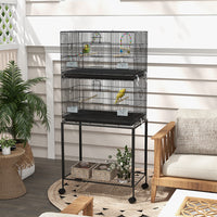 HKM-045011 Double Stackable Bird Cage on Wheels with Stand for Canaries and Small Birds