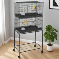 HKM-045011 Double Stackable Bird Cage on Wheels with Stand for Canaries and Small Birds