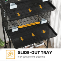 HKM-045011 Double Stackable Bird Cage on Wheels with Stand for Canaries and Small Birds