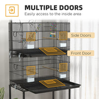 HKM-045011 Double Stackable Bird Cage on Wheels with Stand for Canaries and Small Birds
