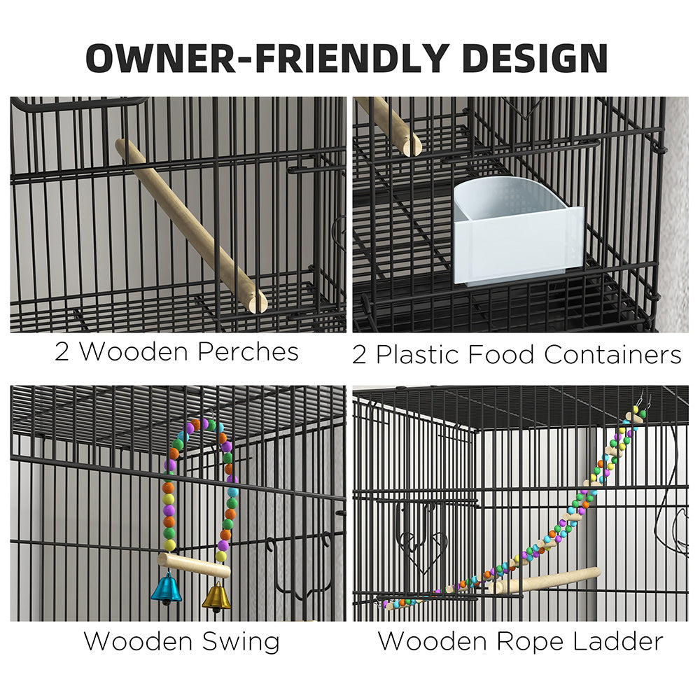 HKM-045011 Double Stackable Bird Cage on Wheels with Stand for Canaries and Small Birds