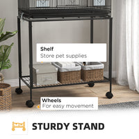 HKM-045011 Double Stackable Bird Cage on Wheels with Stand for Canaries and Small Birds