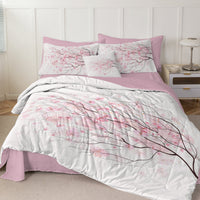 HKM-045075 Cherry Blossom Twin Size 8-Piece Microfiber Comforter Set with Pillow Cover, Sheets, and Cushion Covers
