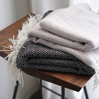 HKM-045075 Nordic Style Geometric Woven Sofa Blanket in Black - 127 x 170 CM Acrylic Material