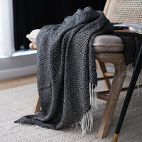HKM-045075 Nordic Style Geometric Woven Sofa Blanket in Black - 127 x 170 CM Acrylic Material