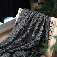 HKM-045075 Nordic Style Geometric Woven Sofa Blanket in Black - 127 x 170 CM Acrylic Material