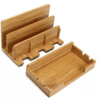 HKM-045139 Bamboo Weave Solid Wood Mobile Phone Stand - Artistic Decorative Holder for Home Use