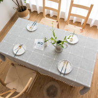 HKM-045139 Floral Jacquard Tablecloth - Large Square Cotton and Linen Blend, Modern Rectangle Design