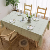 HKM-045139 Floral Jacquard Tablecloth - Large Square Cotton and Linen Blend, Modern Rectangle Design
