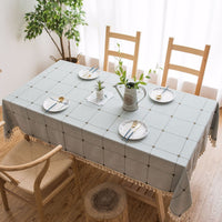 HKM-045139 Floral Jacquard Tablecloth - Large Square Cotton and Linen Blend, Modern Rectangle Design