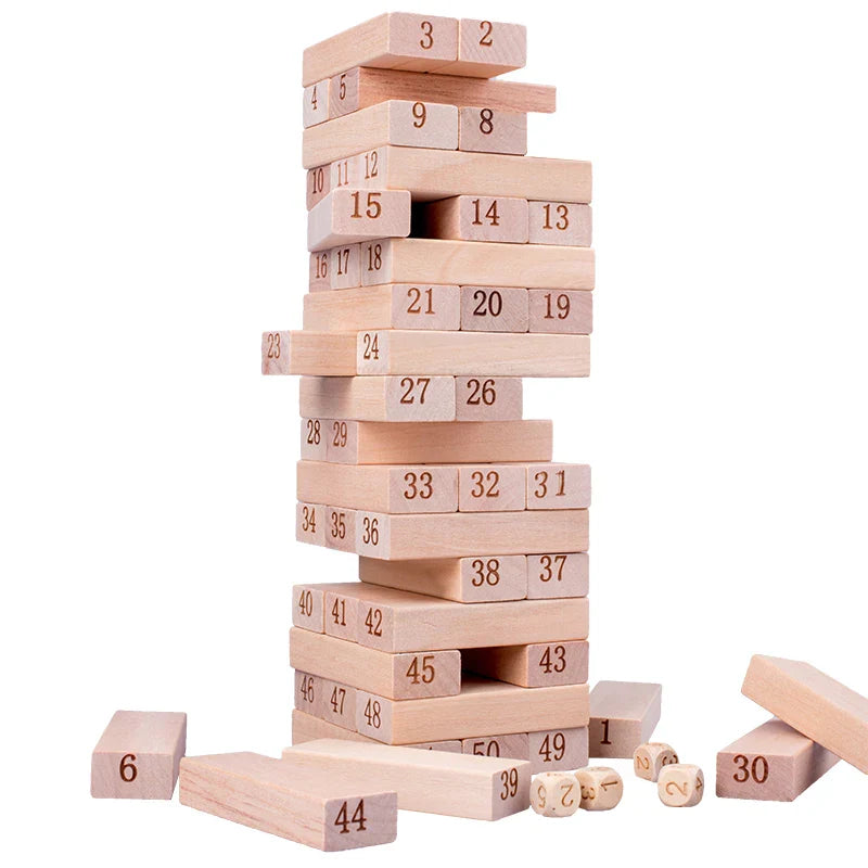 HKM-045651 Colorful Wooden Stacking Blocks Tumbling Tower Game for Kids 3+