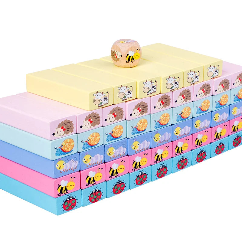 HKM-045651 Colorful Wooden Stacking Blocks Tumbling Tower Game for Kids 3+