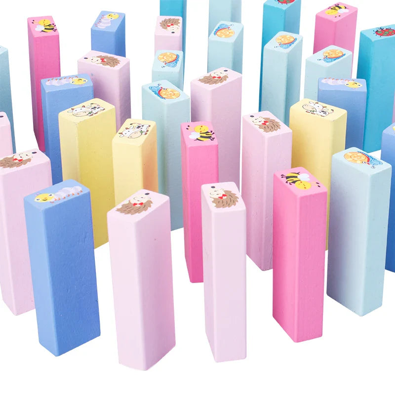 HKM-045651 Colorful Wooden Stacking Blocks Tumbling Tower Game for Kids 3+