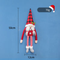 HKM-045779 Christmas Curtain Buckle - Non-Woven Fabric with Striped Hat Forest Design, 38cm Height, 26cm Width, Two Beard Styles Available