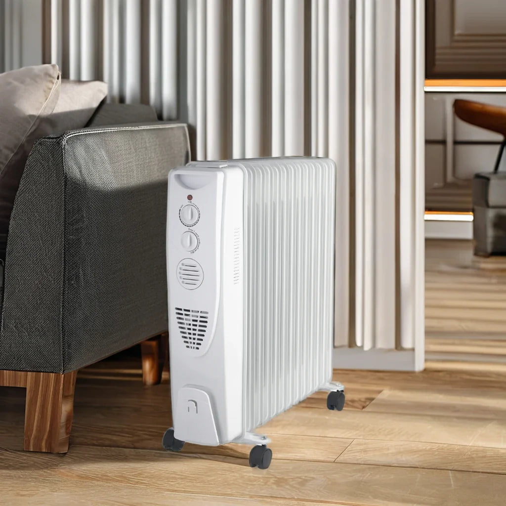 KTX-045843 1500W Oil Filled Radiator Heater with Adjustable Thermostat for Home Use