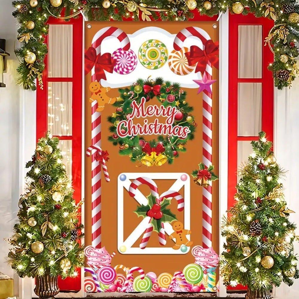 HKM-045843 Christmas Decorative Curtain - Customizable Hanging Background in Mixed Colors, Various Styles Available, 90x180cm