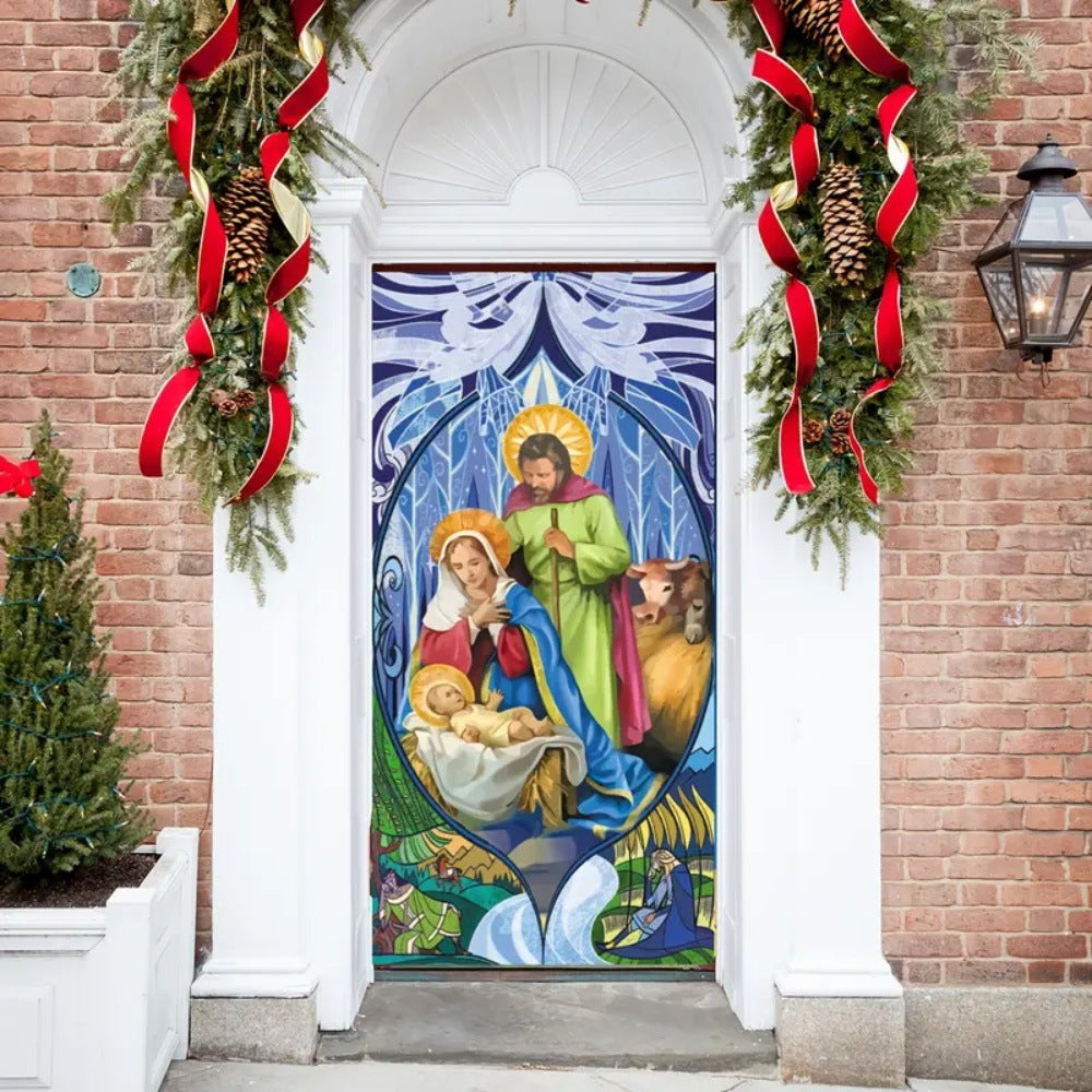 HKM-045843 Christmas Decorative Curtain - Customizable Hanging Background in Mixed Colors, Various Styles Available, 90x180cm