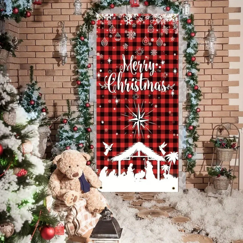 HKM-045843 Christmas Decorative Curtain - Customizable Hanging Background in Mixed Colors, Various Styles Available, 90x180cm