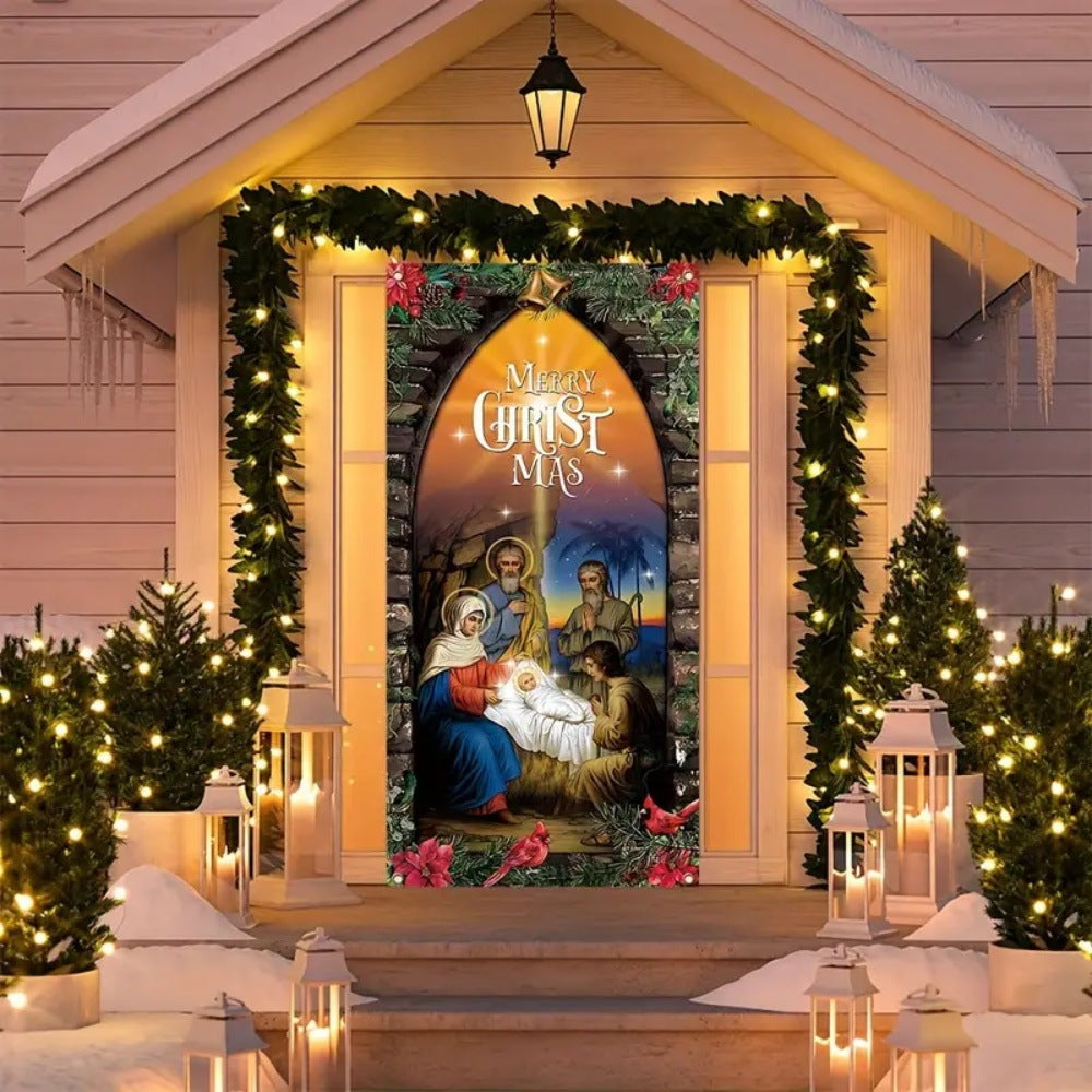 HKM-045843 Christmas Decorative Curtain - Customizable Hanging Background in Mixed Colors, Various Styles Available, 90x180cm