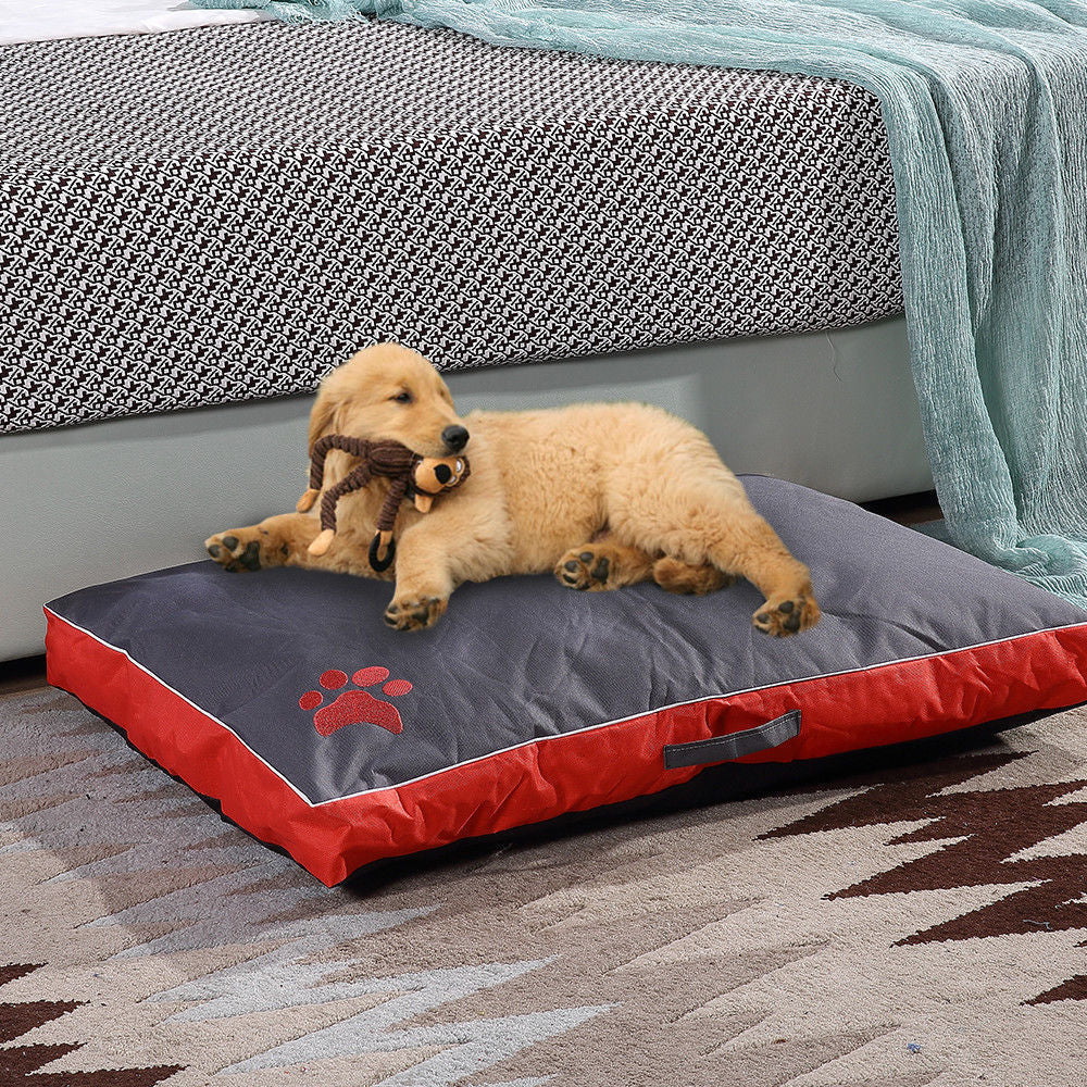 HKM-045843 Waterproof Oxford Cloth Pet Mat with Removable Zipper Cover - Non-Slip Bottom, Available in Red, Blue, or Black