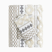 HKM-045907 Cotton Printed Duvet Cover Set with Chenille, Full/Queen Size, Multicolor, Machine Washable