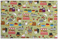 HKM-045907 Thick Cotton Cute Cat Print Fabric for Handmade DIY Projects - 100% Cotton, 110cm Wide