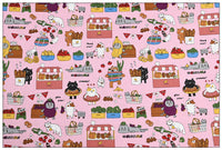 HKM-045907 Thick Cotton Cute Cat Print Fabric for Handmade DIY Projects - 100% Cotton, 110cm Wide