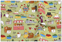 HKM-045907 Thick Cotton Cute Cat Print Fabric for Handmade DIY Projects - 100% Cotton, 110cm Wide
