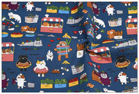 HKM-045907 Thick Cotton Cute Cat Print Fabric for Handmade DIY Projects - 100% Cotton, 110cm Wide