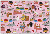 HKM-045907 Thick Cotton Cute Cat Print Fabric for Handmade DIY Projects - 100% Cotton, 110cm Wide