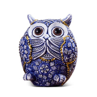 HKM-046163 Blue and White Porcelain Owl Decorative Ornaments - Set of 3 Resin Crafts
