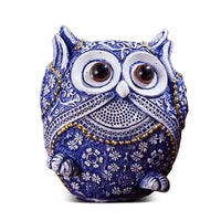 HKM-046163 Blue and White Porcelain Owl Decorative Ornaments - Set of 3 Resin Crafts