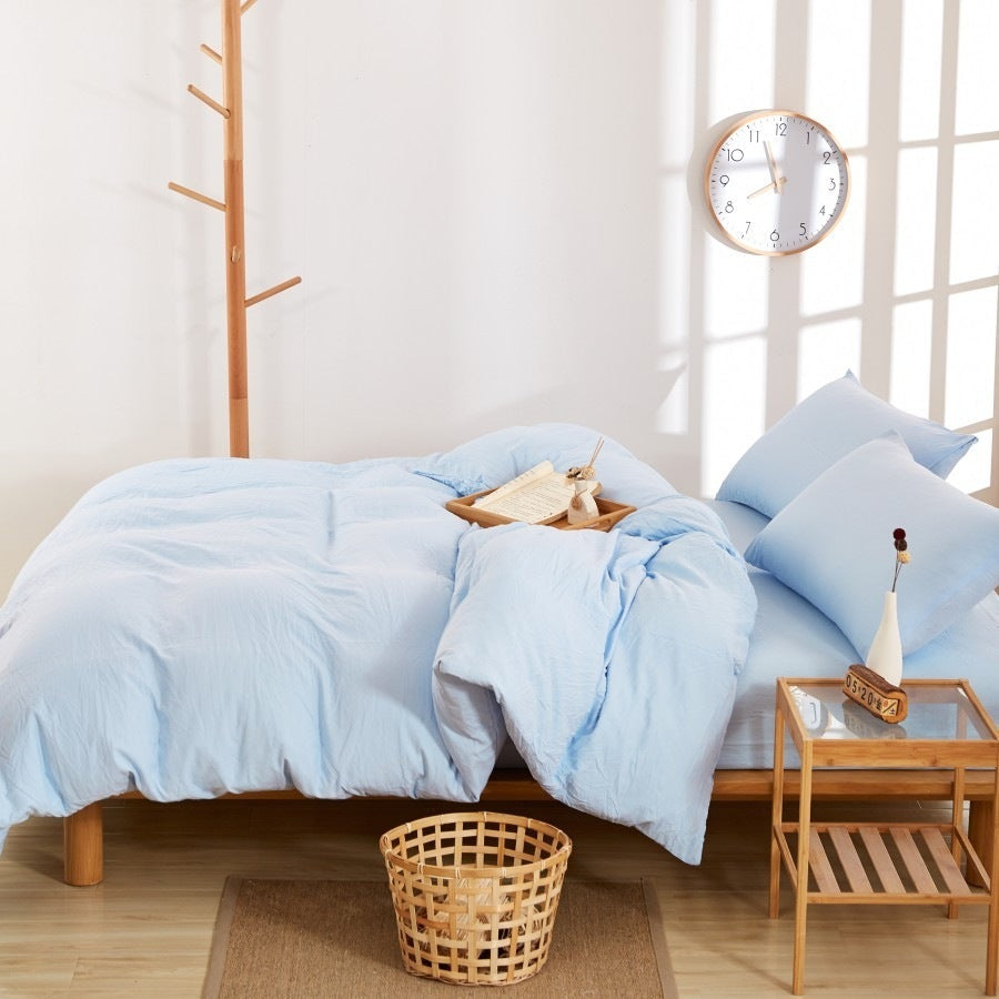 HKM-046227 Washed Cotton Four-Piece Quilt Cover Set for Various Bed Sizes