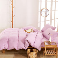 HKM-046227 Washed Cotton Four-Piece Quilt Cover Set for Various Bed Sizes