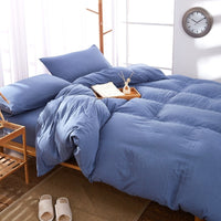HKM-046227 Washed Cotton Four-Piece Quilt Cover Set for Various Bed Sizes
