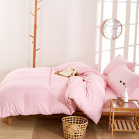HKM-046227 Washed Cotton Four-Piece Quilt Cover Set for Various Bed Sizes