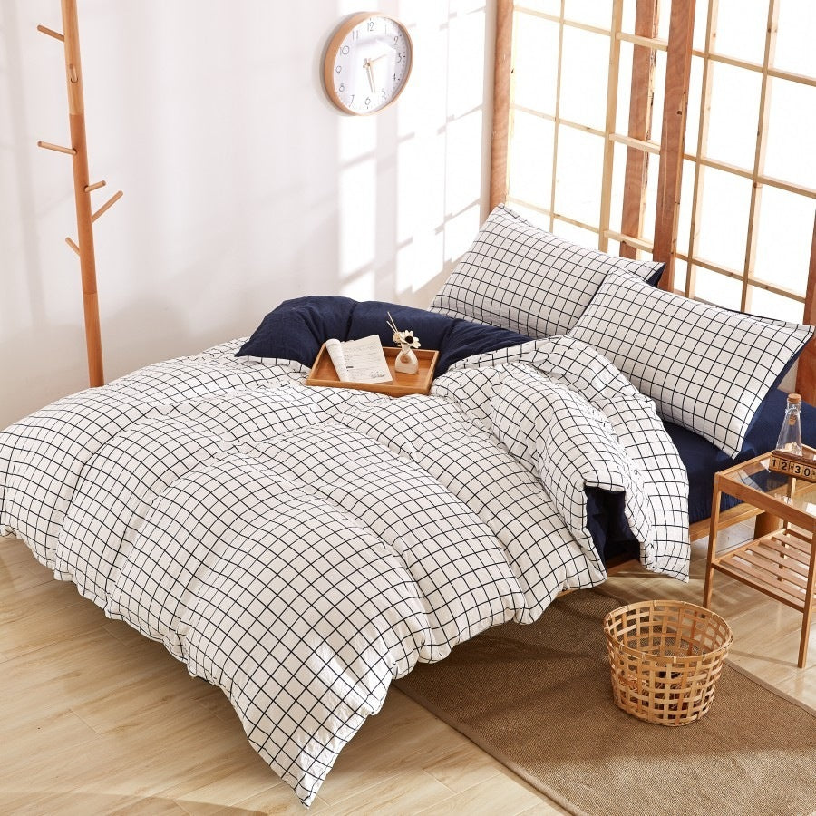 HKM-046227 Washed Cotton Four-Piece Quilt Cover Set for Various Bed Sizes